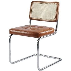 Meal Chairs Eetkamerstoel 1 STUKS, Mid-Century Moderne Eetkamerstoelen met Metalen Poot en Rotan Rugleuning, Armless Mesh Rugleuning Rieten Stoelen for Eetkamer Zwart/Bruin(Brown)