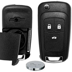 Vouwsleutelbehuizing, afstandsbediening met 3 knoppen, lege autosleutel + batterij voor Chevrolet