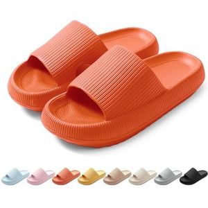 HEOAARG Pantoffels voor dames en heren, comfortabel, antislip, voor het zwembad, zacht, voor de zomer, lichte doucheschoenen, strand, voor binnen en buiten, Oranje, 36/37 EU