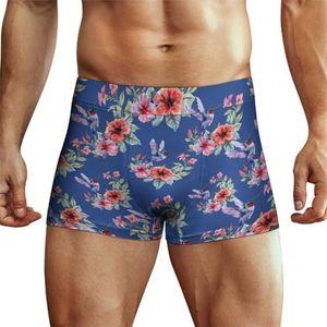 Kolibries Bloemen Boxershorts voor heren, hoge tailleband, zacht ondergoed, stretch trunks panty