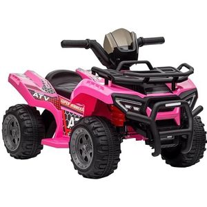 HOMCOM mini elektrische quad kinderen elektrische ATV kinderwagen LED koplamp kindervoertuig kindermotorfiets elektrische quad voor 18-36 maanden kinderen metaal PP kunststof roze 66 x 44 x 42 cm