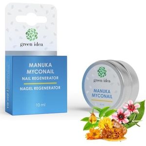 Green idea Manuka Myconail Nagelcrème voor broze nagels, natuurlijk met manuka, theeboomolie en bijenwas, theeboomoliecrème, nagelschimmelcrème, intensieve regeneratie, potje van 10 ml