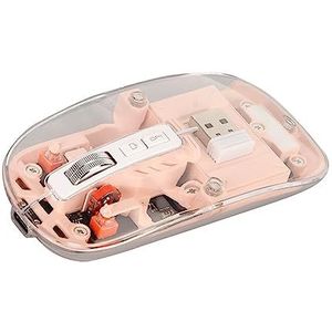Transparante Draadloze Muis, Draagbare Stille Muis met 2.4G USB en Bluetooth-connectiviteit, 4 DPI Instelbaar, Kleurrijk Ademend Licht, voor voor IOS, voor Android (Roze)