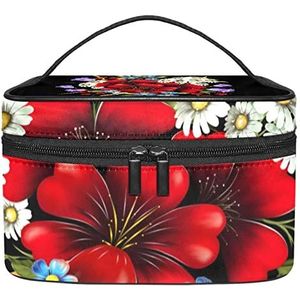 Make-up Organizer Bag, Reizen Make-up Tas Organizer Case Draagbare Cosmetische Tas voor Vrouwen en Meisjes Toiletries Bloem Daisy Pretty, Meerkleurig, 22.5x15x13.8cm/8.9x5.9x5.4in