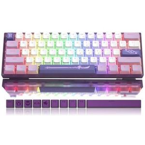 QPSJXN Compact mechanisch toetsenbord 60 procent hotswap WK61 draagbare rode schakelaar met achtergrondverlichting met pudding-toetsdoppen compatibel met pc en compatibiliteit (WK61 wit paars)