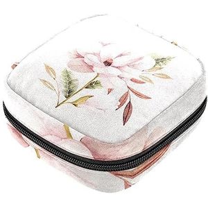 Maandverband Opbergtas, Vrouwelijke Product Pouches Draagbare Periode Kit Tas voor Meisjes Vrouwen Dames Vintage Peoy Boeket, Meerkleurig, 4.7x6.6x6.6 in/12x17x17 cm