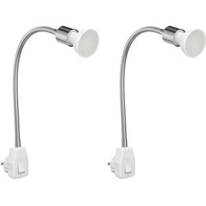 ledscom.de 2 st. fittinglamp LESCH leeslamp zwanenhalsschakelaar chroom GU10 LED lamp wit 3-staps dimmen: max. 609lm