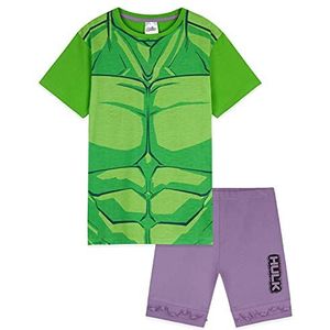 Marvel Jongens korte pyjamaset, zachte ademende loungewear - jongenscadeaus, Groene Hulk, 9-10 Jaren
