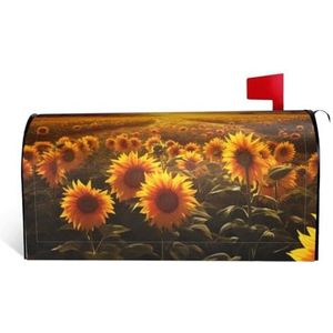 Dromerige zonsondergang van een zonnebloem veld brievenbushoezen magnetische standaardmaat 64,5 x 53,3 cm decoratieve brievenbuswraps waterdichte brievenbushoes gepersonaliseerde brievenbushoezen voor