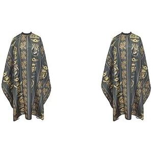 2 set kappersjurk, doek, kappersmantel, nylon, kapsalon, cape-schort, zwart, A 160 x 145 cm, 20 x 17 cm