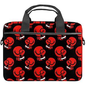 Rode Bokshandschoenen Patroon Zwarte Laptop Schouder Messenger Bag Crossbody Aktetas Messenger Sleeve voor 13 13.3 14.5 Inch Laptop Tablet Beschermen Tote Bag Case, Meerkleurig, 11x14.5x1.2in /28x36.8x3 cm