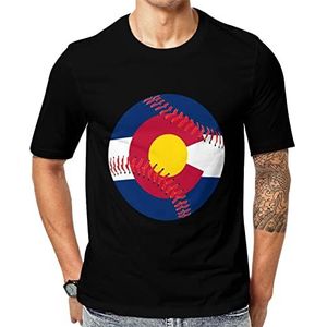 Colorado vlag honkbal heren korte mouw grafisch T-shirt ronde hals print casual tee tops S