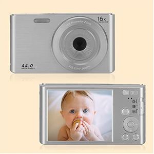 Videocamera, 44MP Vintage Digitale Foto Camera Time-lapse Opname 4K Fotografische Camcorder Compact Vlog Video Recorder for Kinderen Gift(32G SD Card,Silver)