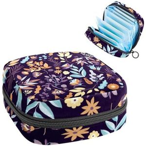 Opbergtas voor maandverband, menstruatiecup zakje tampon tas, menstruatiepads, houder organizer voor vrouwen meisjes, bloemen