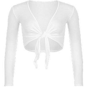 Bolero - Wit - Lange Mouwen - Dames - Crop Top - Stropdas Knoop