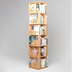 BYERZ Boekenkastplank, 360 draaibare boekenplank, draaibaar opbergrek, staande planken, met open designplanken, voor woonkamer, studeerkamer, kantoor, boekenplanken