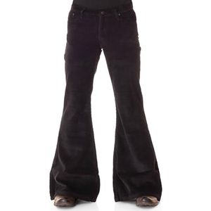 Comycom Heren corduroy slagbroek Star zwart jaren 70 hippie-stijl - zwarte corduroy broek voor mannen, retro flared-jeans-corduroy 70s-stijl vintage, zwart, 30W x 32L