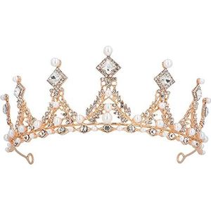 Boland - Tiara Koningin, metaal, haarband, kroon, tiara, prinses, accessoires voor bruiloft, vrijgezellenfeest, themafeest en carnaval