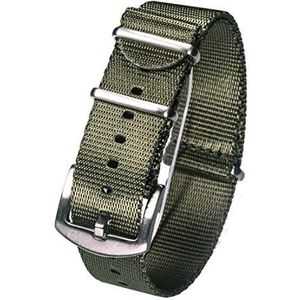 Horlogebandjes voor mannen en vrouwen, horlogeband 16 mm/18 mm/20 mm/22 mm/24 mm nylon horlogeband Comfortabele horlogeband uit één stuk Huidvriendelijk en draagbaar (Color : Green (Silver), Size :