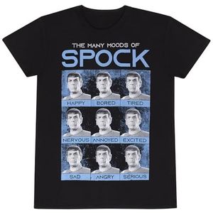 Uniseks T-Shirt met Korte Mouwen Star Trek Many Mood Of Spock Zwart