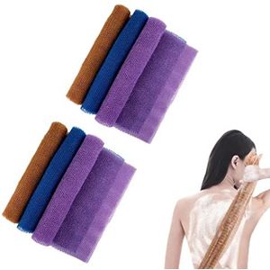 6Pack Afrikaanse Exfoliërende Net Afrikaanse Net Spons 2 in 1 Body Douche Scrubber Nylon Terug Scrubber Exfoliërende Bad Spons voor het Verwijderen van Dode Huid Vuil