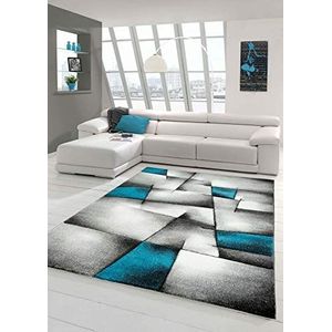 Designer woonkamer tapijt Hedendaags tapijt tapijt laagpolig tapijt met contour geslepen diamanten patroon Turquoise Grijs Wit Zwart maat 120x170 cm