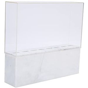 8 Holes Pincet Houder Display Stand met Stofomslag voor Salon, Acryl Piezerrek voor Professioneel Gebruik, Duidelijke Opslagorganisator (Wit marmeren stofdicht model)