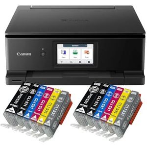 IC-Office TS8750 multifunctionele inkjetprinter 3-in-1 (printen, kopiëren, scannen, SD-kaart, duplex, WLAN, AirPrint) zwart + 12 XXL inktpatronen