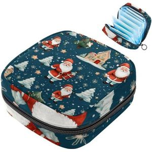 MUOOUM Merry Christmas Patroon Maandverband Opbergtas Menstruatie Pad Tas Draagbare Menstruatie Cup Pouch met Rits voor Tiener Meisjes Vrouwen Dames