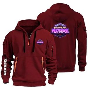 AHYAOFA H.or.d.e Herentrui met capuchon, casual, lange mouwen, met capuchon en 1/4-ritssluiting, buitenpullover, rood (Red-2), 38-40 Alto