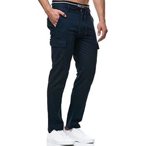 Indicode Heren Leonardo Cargo Pants | Cargobroek van linnen & katoen Navy M