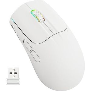 ATTACK SHARK X5 Ultralichte Draadloze Gaming Muis 49g,Tri-Mode Bedraad/2.4G/BT5.0,PAW3312 PixArt Optische Sensor,Tot 4000DPI, RGB Achtergrondverlichting met Lange Batterijlevensduur-Kantoor/Game-Wit