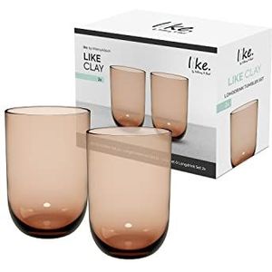 Villeroy & Boch – Like Clay longdrinkglas set 2dlg., gekleurd glas bruin, inhoud 385ml