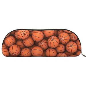 IguaTu Basketbal oranje lederen etui - make-uptas met gladde ritssluiting - muntzak - organizer voor kantoorbenodigdheden, Goud, Eén maat, Schooltas