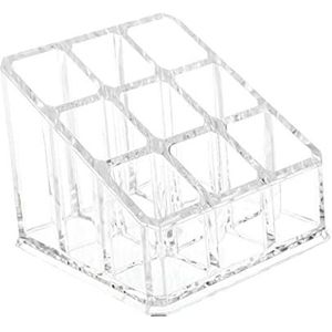 9 Slots Rvs Lipstick Houder Case Voor Borstels Lipgloss Lipstick Een 9 Grid Platte Bodem, 9 raster platte bodem, 9 x 9 x 6.5cm, als beschrijving