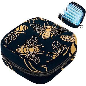 MUOOUM Golden Bee Maandverband Opbergtas Menstruatie Pad Tas Draagbare Menstruatie Cup Pouch met Rits voor Tiener Meisjes Vrouwen Dames