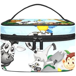 Wilde dieren make-up organizer tas, reismake-up tas organizer case draagbare cosmetische tas voor vrouwen en meisjes toiletartikelen, Meerkleurig, 22.5x15x13.8cm/8.9x5.9x5.4in