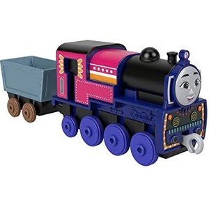 De trein Thomas - Ashima metalen locomotief Di-Cast trein met kristallen en accessoires voor het spelen met de spoorwegen, speelgoed voor kinderen, 3 jaar, HNN20