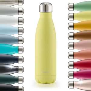 Blumtal - Thermosfles 750 ml - drinkfles van roestvrij staal, 750 ml - metalen fles, waterdicht - herbruikbaar, BPA-vrij - voor warme en koude dranken - New yellow-Geel