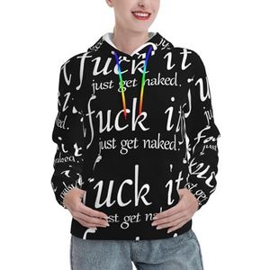 JIUTY Zwart-wit Dames Gevoerde Hoodie Warme Pullover Voorzak Winter Hoodies Met Zakken, Zwart, S