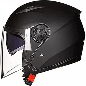 Motorfiets 3/4 Helm Retro Motorhelm Crashhelm DOT/ECE Getest Motorfiets Crashhelm met Dubbel Vizier Jethelm voor Scooter Cruiser Bromfiets voor Mannen Vrouwen A,XXL=60-61CM
