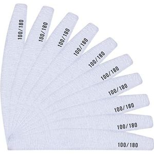 INLAQ® Professionele Nagelvijl Halve Maan 100/180 – Duurzaam en Slijtvast – Dubbelzijdige Wegwerpvijlen voor Gelnagels, Acrylnagels en Natuurlijke Nagels – Set van 25 Stuks