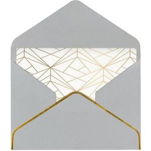 Wenskaarten Kaarten Met Enveloppen, Parelmoer Papier Vakantie Kaarten, Dank U Kaarten, Geometrisch Goud Patroon Met Witte Shimmer