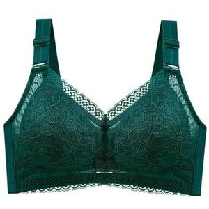 GWSGSFAS Draadloze Bras Voor Vrouwen Dunne Cup Lingeire Plus Size Kant Ondergoed Minimizer Brassiere B C D E Cup, Groen, F