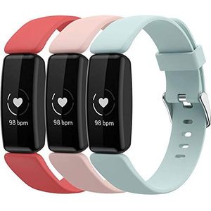 Shieranlee (3-pack bandjes compatibel met Fitbit Inspire 2 riem, zachte siliconen sport klassieke vervanging kleurrijke band polsband voor Inspire 2 & Fitbit ace 3 riem