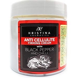 Anti-cellulitiscrème met zwarte peper | Cellulitisverwijderaar, verstevigend en verstevigend, perfect voor anti-cellulitisbehandelingsmassage voor benen, billen, dijen, buikvet | 200 ml