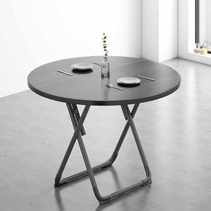 ZYBOWAYL Ronde opvouwbare eettafel Dia 23,6/27,6/31,5 inch opvouwbare vrijetijdstafel moderne salontafel zwarte feesttafel draagbare picknicktafel voor balkon tuin veranda achtertuin (kleur: A, maat: