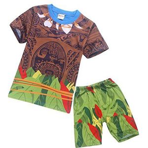 Moana Maui Kostuum Jongens Pyjama Sets Nachtkleding, Groen - Korte mouw, 2-3 jaar