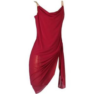 A,L,PONNYC Bretels Latijns Performance Danskleding Eenvoudige Ballroom Dansjurken Voor Dames Mesh Splice Salsa Danskleding Rugloze Tango Cha Cha Dansoutfit