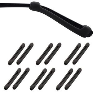 PIPJOY Premium Ultra Zachte Antislip Siliconen Brillen Tempel Tips - 6 Paar Oorgrepen Mouwhouder (Zwart)